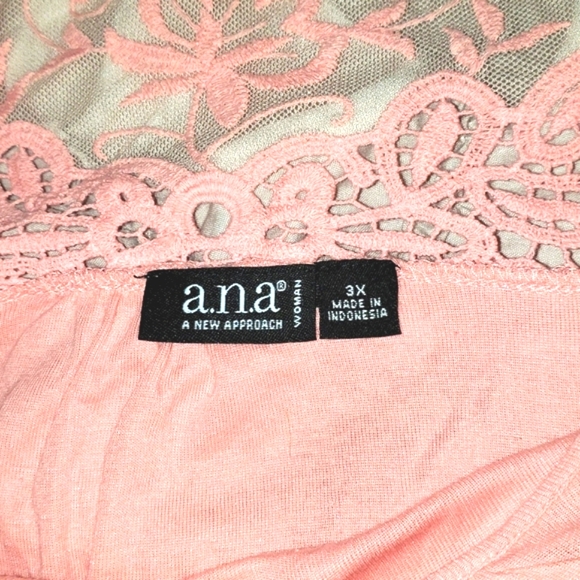Ana JCPENNEY Lace Crocheted Coral Pink Tank 3X Ruffle Edge light weight Fall - Picture 3 of 5